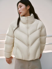 Women's Casual Lightweight Stand-Collar Cropped Down Jacket