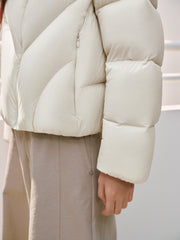 Women's Casual Lightweight Stand-Collar Cropped Down Jacket