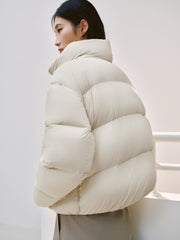 Women's Casual Lightweight Stand-Collar Cropped Down Jacket