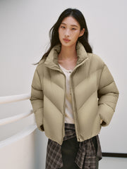 Women's Casual Lightweight Stand-Collar Cropped Down Jacket