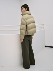 Women's Casual Lightweight Stand-Collar Cropped Down Jacket
