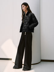 Women's Barn-Style Quilted Corduroy-Panel Shirt-Down Jacket