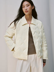 Women's Barn-Style Quilted Corduroy-Panel Shirt-Down Jacket