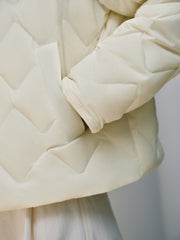 Women's Barn-Style Quilted Corduroy-Panel Shirt-Down Jacket