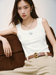 Women's Casual U-Neck Wide-Strap Racerback Tank Top