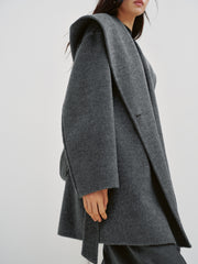 Women's Casual Wool-Cashmere Blend Cropped Cape Coat