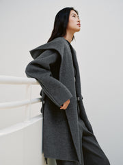 Women's Casual Wool-Cashmere Blend Cropped Cape Coat