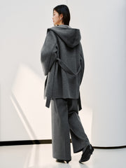 Women's Casual Wool-Cashmere Blend Cropped Cape Coat