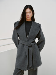 Women's Casual Wool-Cashmere Blend Cropped Cape Coat