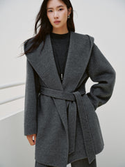 Women's Casual Wool-Cashmere Blend Cropped Cape Coat