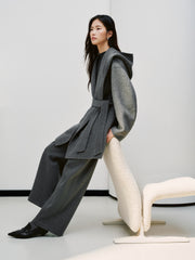 Women's Casual Wool-Cashmere Blend Cropped Cape Coat