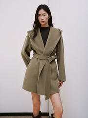 Women's Casual Wool-Cashmere Blend Cropped Cape Coat