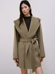 Women's Casual Wool-Cashmere Blend Cropped Cape Coat