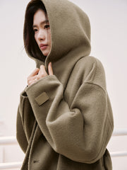 Women's Casual Wool-Cashmere Blend Cropped Cape Coat