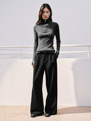 Women's Casual 100% Wool Machine-Washable Half-Zip Knit Top