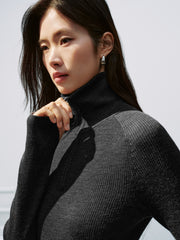 Women's Casual 100% Wool Machine-Washable Half-Zip Knit Top