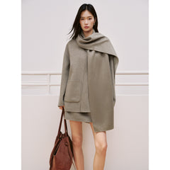 Women's Casual Wool-Silk Double-Face Reversible Coat