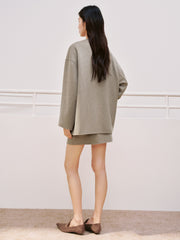 Women's Casual Wool-Silk Double-Face Reversible Coat