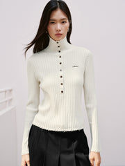 Women's Commuter 100% Wool Half-Placket Knit Pullover