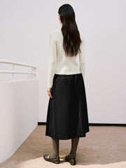 Women's Commuter Wool-Blend Pleated Midi Skirt