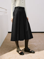 Women's Commuter Wool-Blend Pleated Midi Skirt