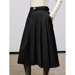 Women's Commuter Wool-Blend Pleated Midi Skirt