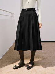 Women's Commuter Wool-Blend Pleated Midi Skirt