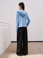 Women's Casual Double-Zip Wool-Blend Cable-Knit Cardigan