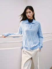 Women's Commuter Alpaca-Blend Cable-Knit Collared Pullover