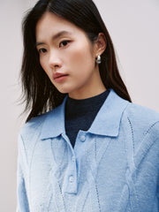 Women's Commuter Alpaca-Blend Cable-Knit Collared Pullover