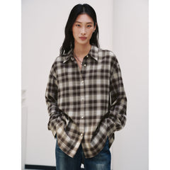 Women's Commuter Contrast-Color Plaid Long-Sleeve Shirt