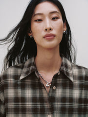 Women's Commuter Contrast-Color Plaid Long-Sleeve Shirt