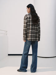 Women's Commuter Contrast-Color Plaid Long-Sleeve Shirt