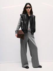 Women's Casual Broad-Shoulder Reversible PU Leather Vestt