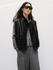 Women's Casual Broad-Shoulder Reversible PU Leather Vestt