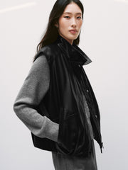 Women's Casual Broad-Shoulder Reversible PU Leather Vestt