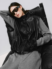 Women's Casual Broad-Shoulder Reversible PU Leather Vestt