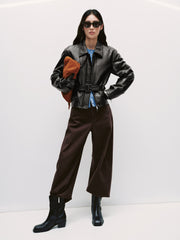 Women's Casual Belted Curved-Leg Jeans