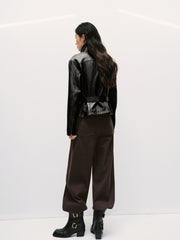 Women's Commuter Waist-Cinching Genuine Leather Jacket