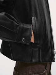 Women's Commuter Cropped Genuine Leather Corset Jacket