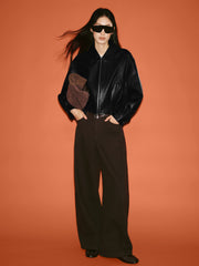 Women's Commuter Cropped Genuine Leather Corset Jacket