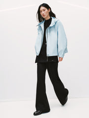 Women's Casual Outdoor Blue Hooded Shell Jacket