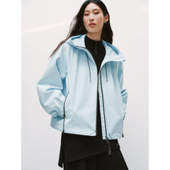 Women's Casual Outdoor Blue Hooded Shell Jacket
