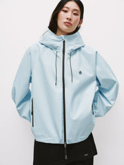 Women's Casual Outdoor Blue Hooded Shell Jacket