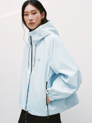 Women's Casual Outdoor Blue Hooded Shell Jacket
