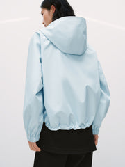Women's Casual Outdoor Blue Hooded Shell Jacket