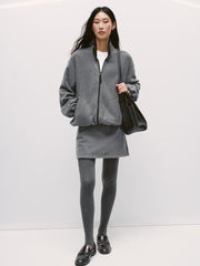 Women's Casual Color-Block Fleece Jacket