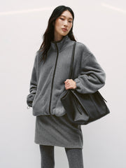 Women's Casual Color-Block Fleece Jacket