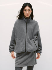 Women's Casual Color-Block Fleece Jacket