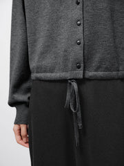 Women's Casual Wool-Blend Lapel Grey Knit Cardigan
